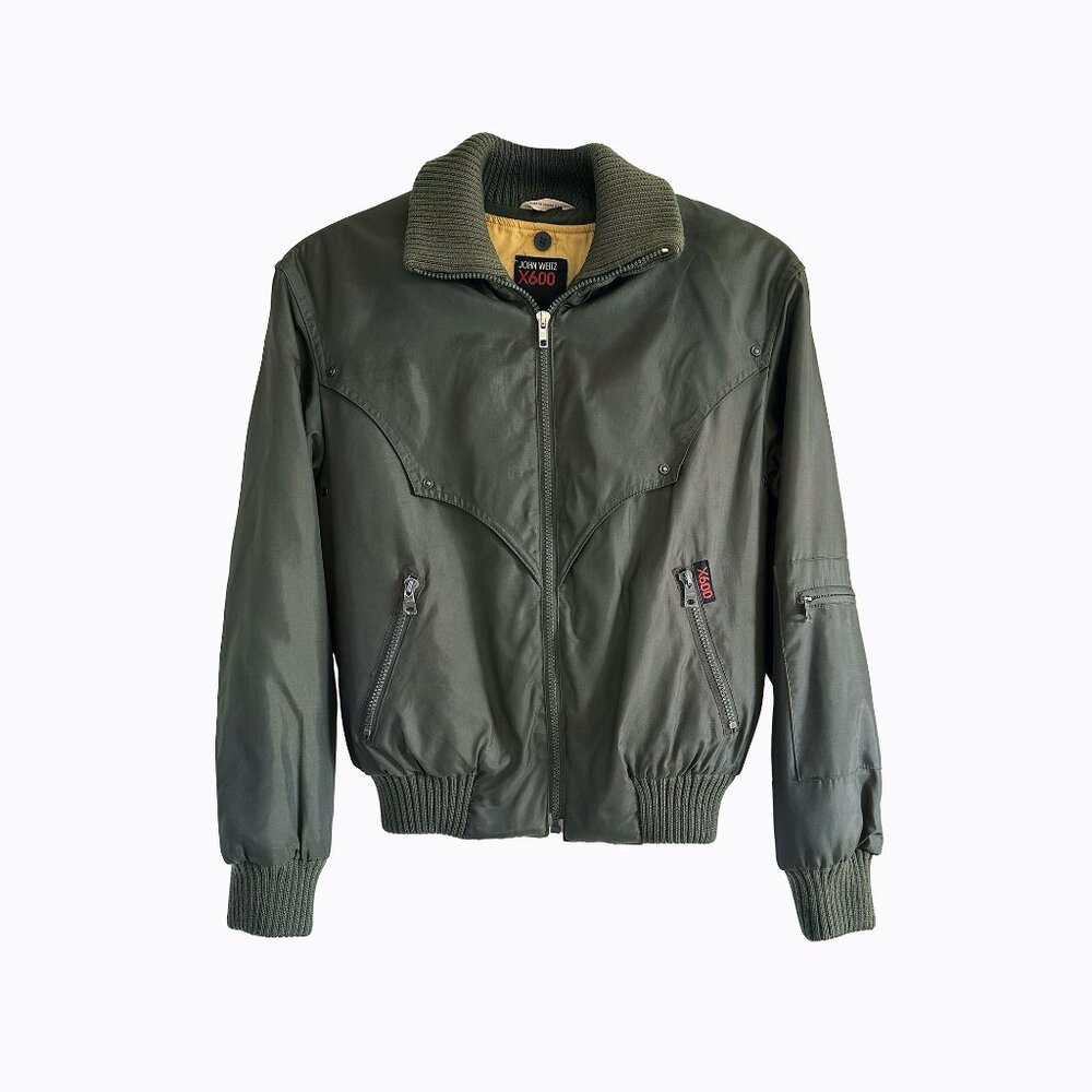 Vintage John Weitz X600 Bomber Safari Jacket XS/S Military 70s 80s Retro Racing